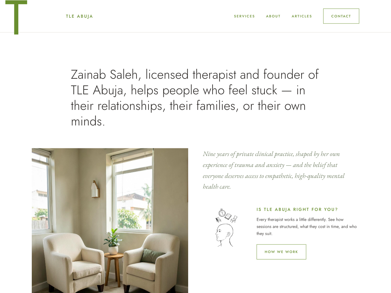 TLE Abuja: Mental Health & Therapy Practice